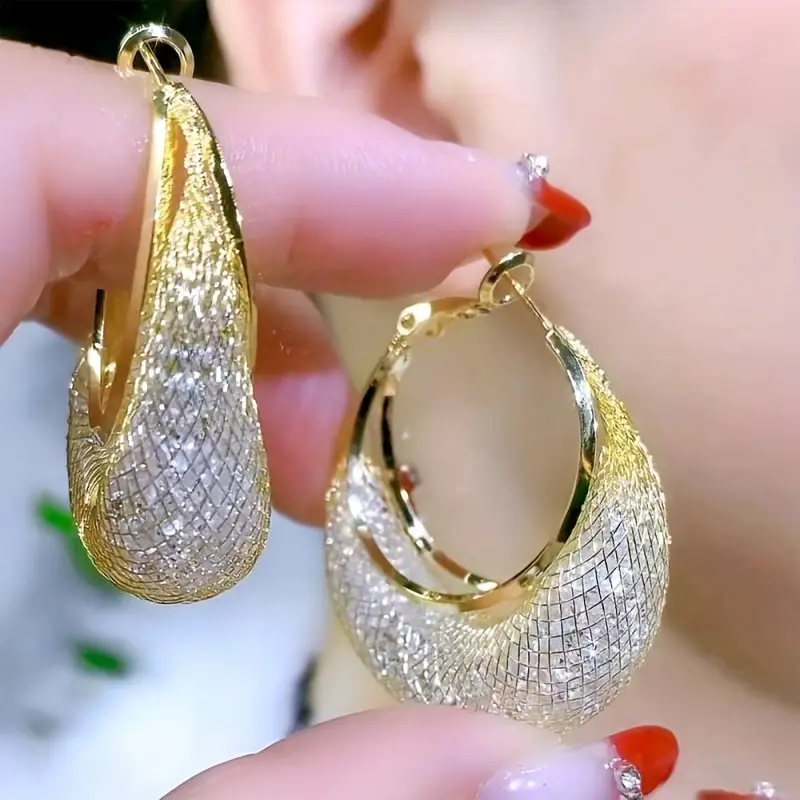 Bright golden basket earrings "Sunset Soirée" – Chic & casual