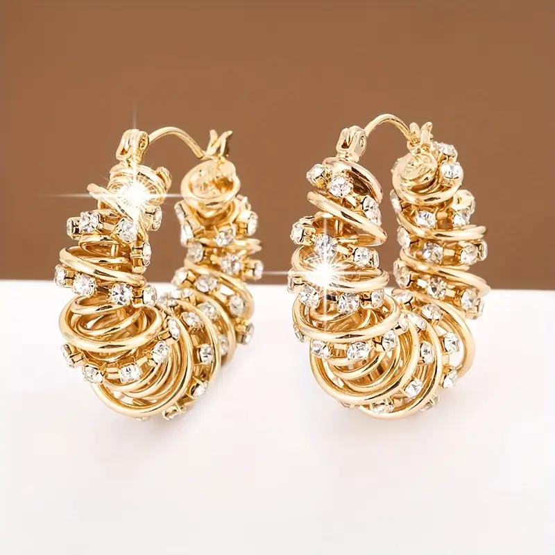 Gold irregular zirconia hoop earrings "Cocktail Hour" – Elegant & refined