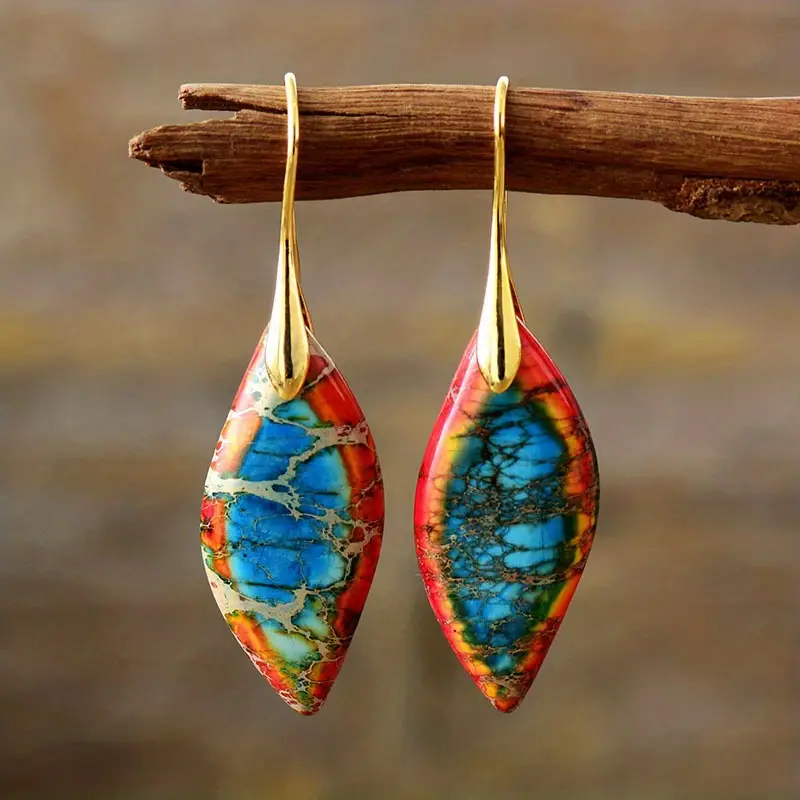 Red & Blue Nature Stone Earrings "Cocktail Hour" – Elegant & refined