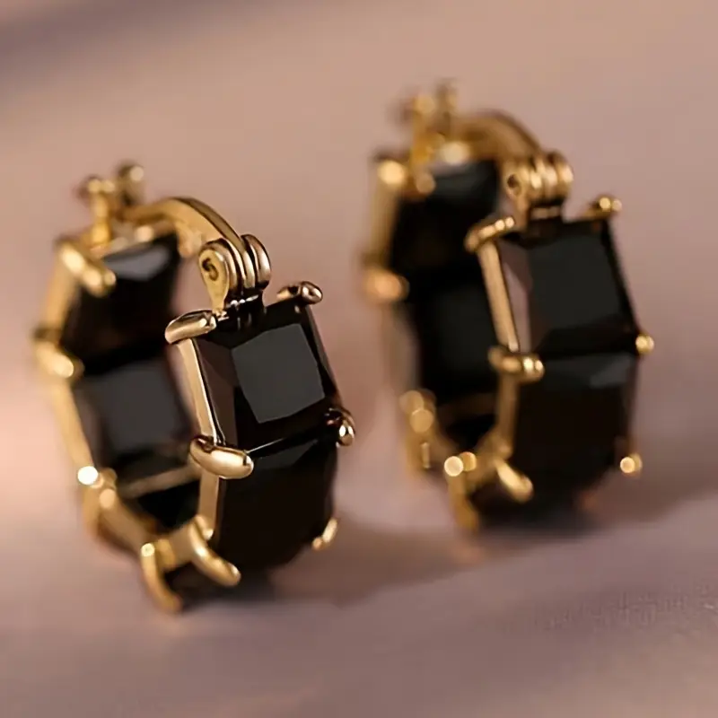 Black crystal hoop earrings "Cocktail Hour" – Elegant & refined