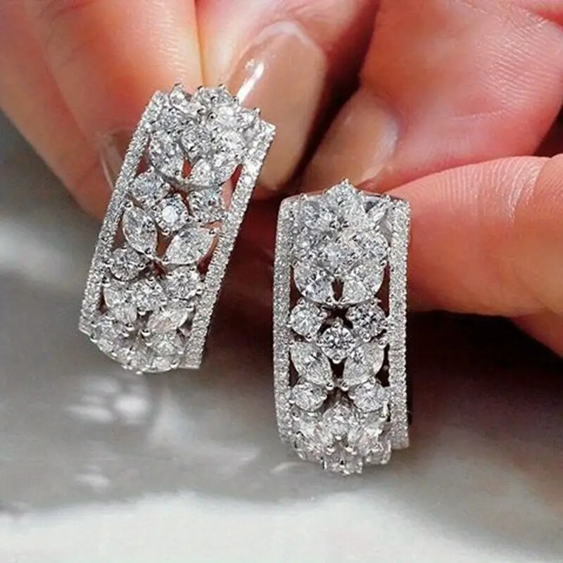 Sparkling rectangular silver earrings "Cocktail Hour" – Elegant & refined