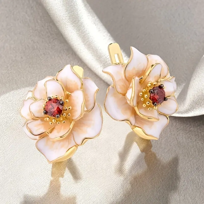 Red zirconia earrings "Sunset Soirée" – Elegant & refined