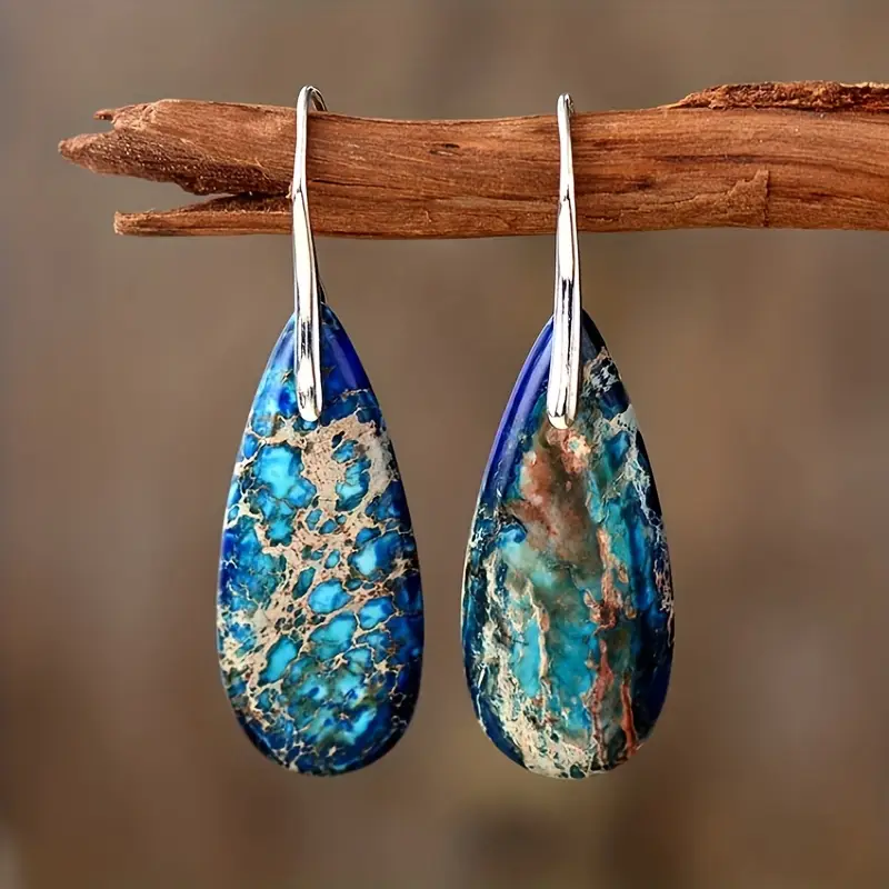 Blue ocean stone earrings "Sunset Soirée" – Elegant & natural