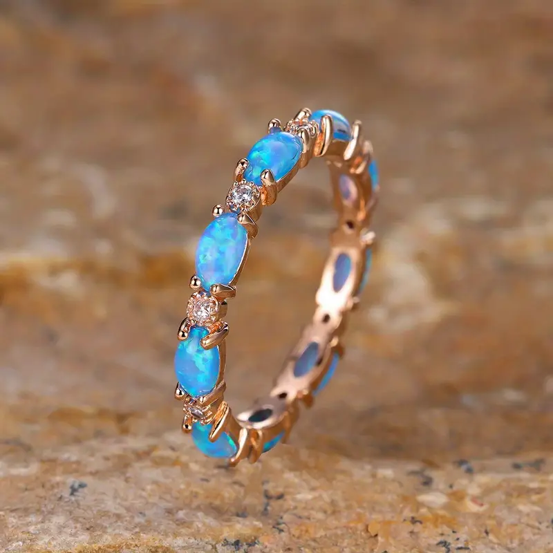 Blue opal gold ring