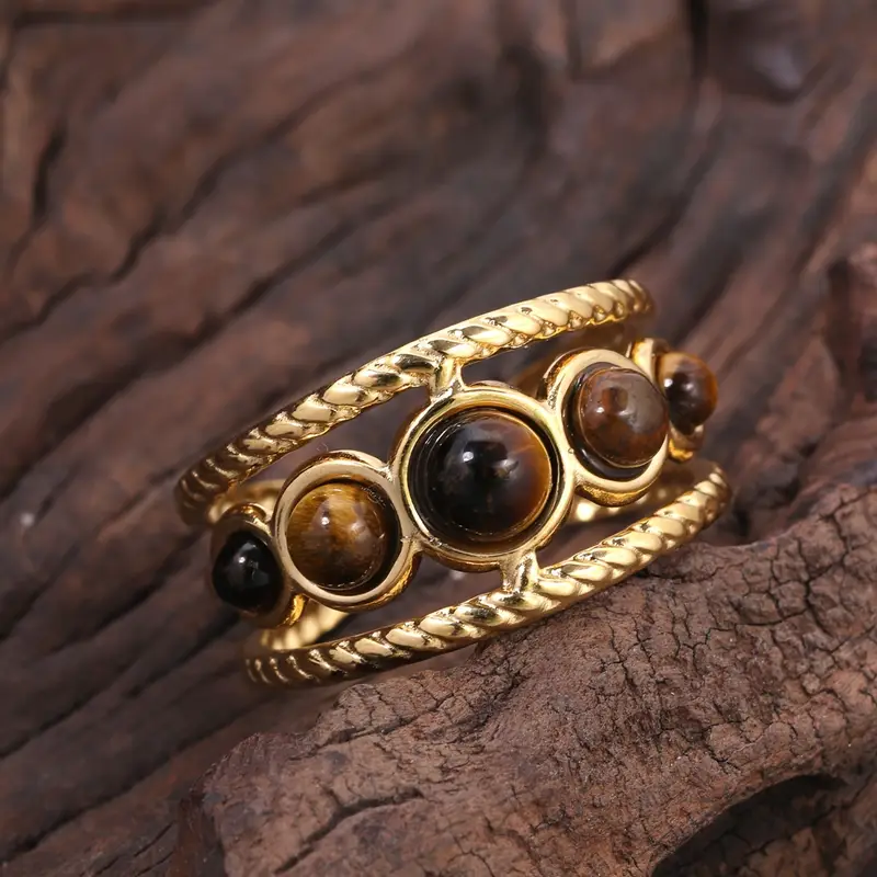 Brown stone gold ring "Romantic Dinner" – Elegant & refined