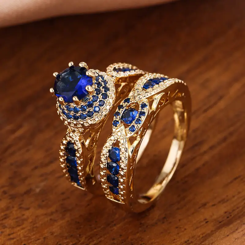 Blue zirconia ring set "Cocktail Hour" – Elegant & refined