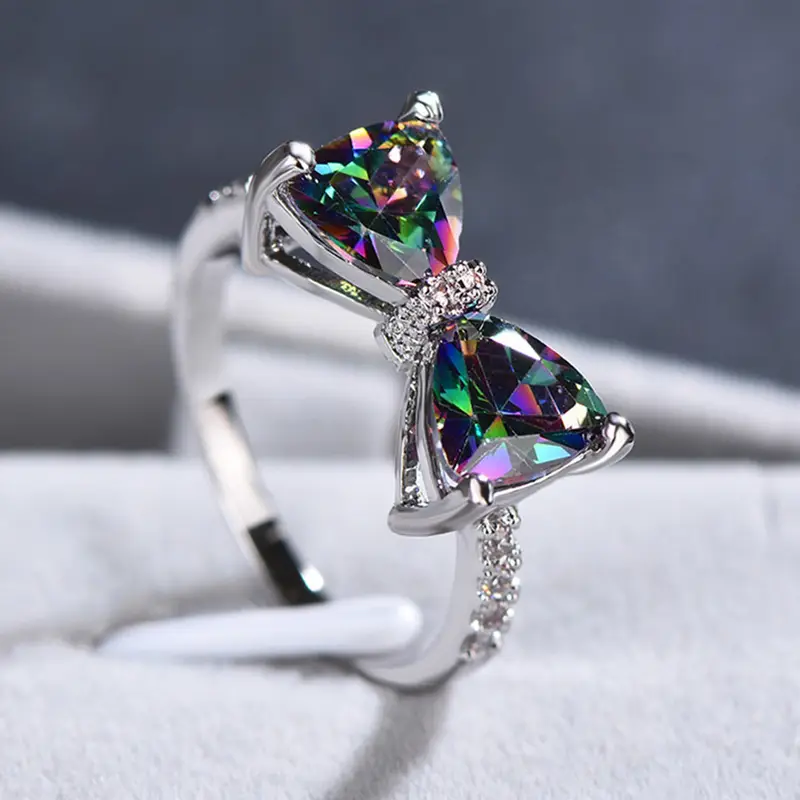 Colorful tie zirconia silver ring "Cocktail Hour" – Elegant & refined