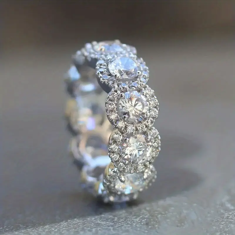 Rounded sparkling silver ring "Romantic Dinner" – Elegant & refined