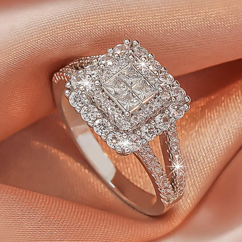 Cubic bright silver ring "Cocktail Hour" – Elegant & refined