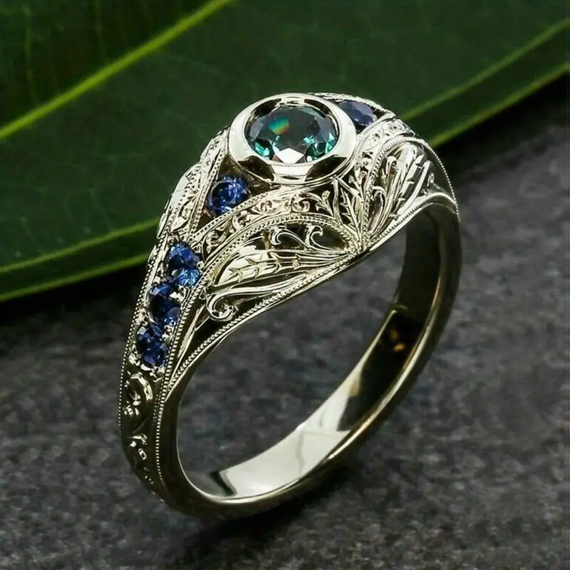 Blue hollow silver ring "Cocktail Hour" – Elegant & refined