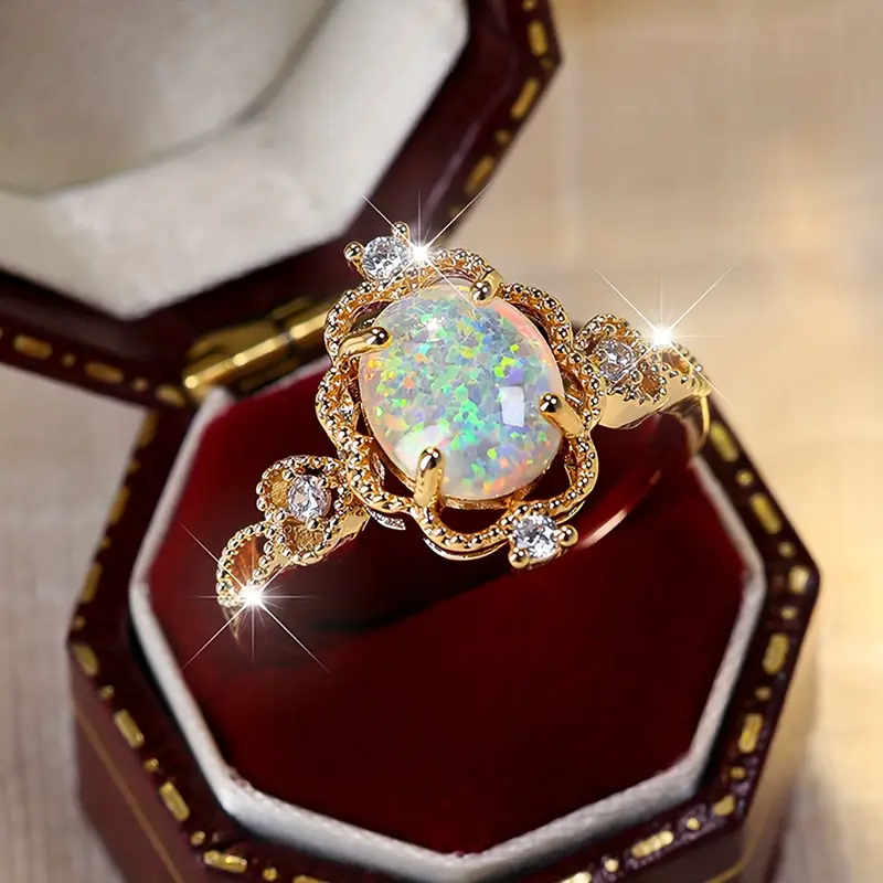 Opal gold zirconia ring "Romantic Dinner" – Elegant & refined