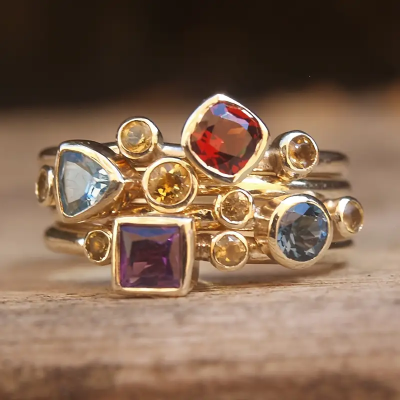 Colorful layered gold ring "Cocktail Hour" – Elegant & refined