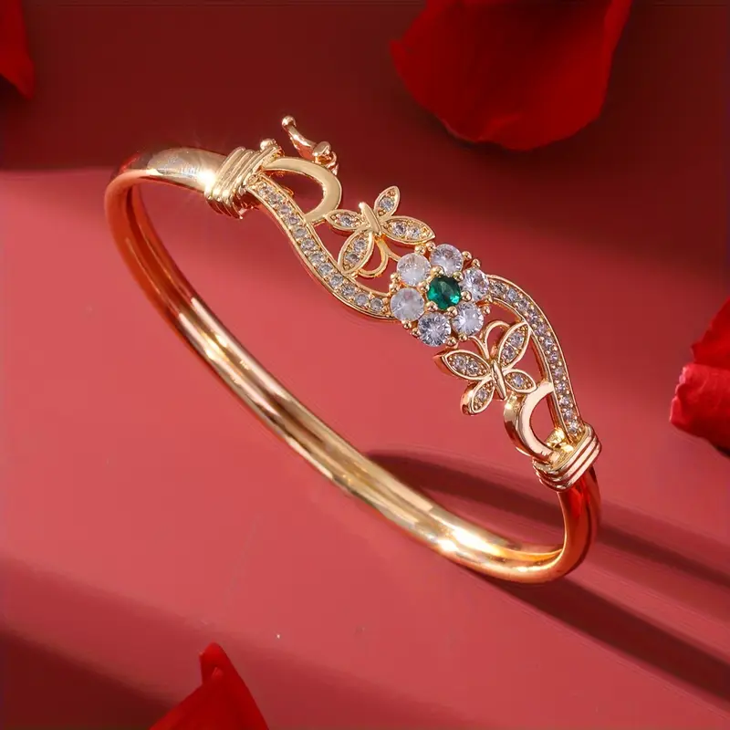 Zirconia gold green crystal bracelet "Sunset Soirée" – Elegant & refined