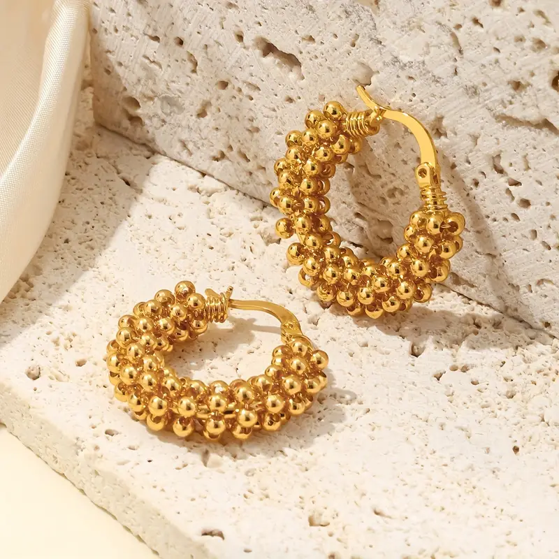 Golden Beads Hoop Earrings "Cocktail Hour" – Elegant & refined