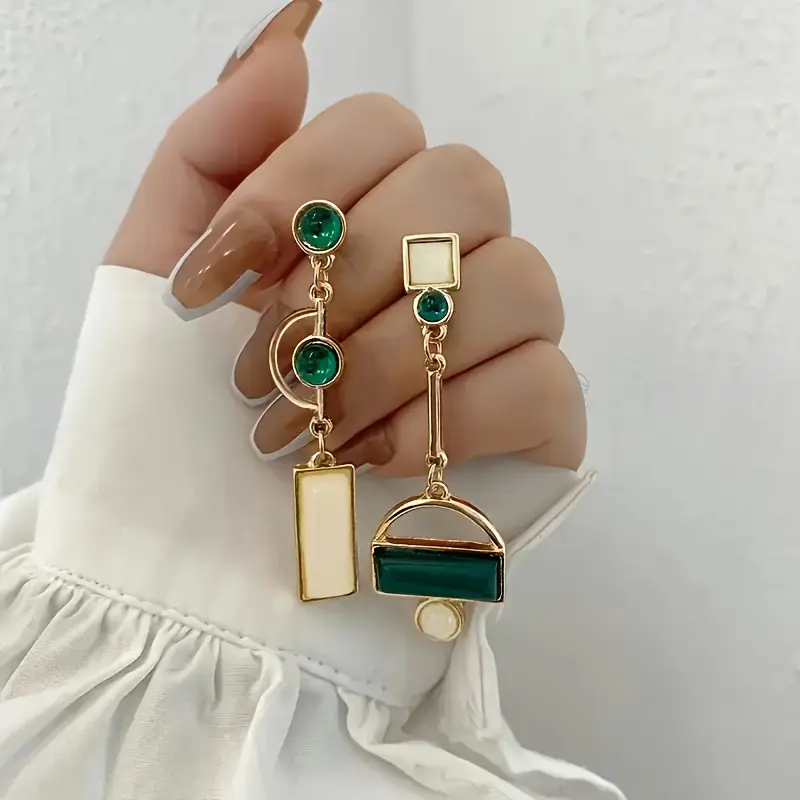 Green gold crystal earrings "Cocktail Hour" – Elegant & refined