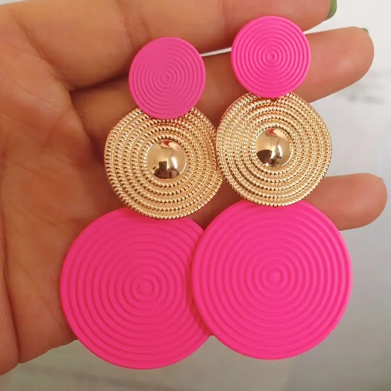 Pink rounded earrings "Garden Party" – Elegant & refined