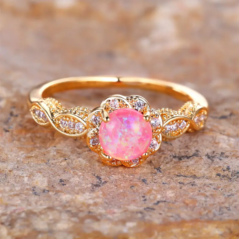Pink opal gold ring "Romantic Dinner" – Timeless & chic