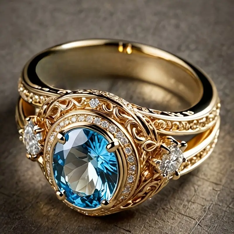 Blue sparkling gold ring "Cocktail Hour" – Elegant & refined