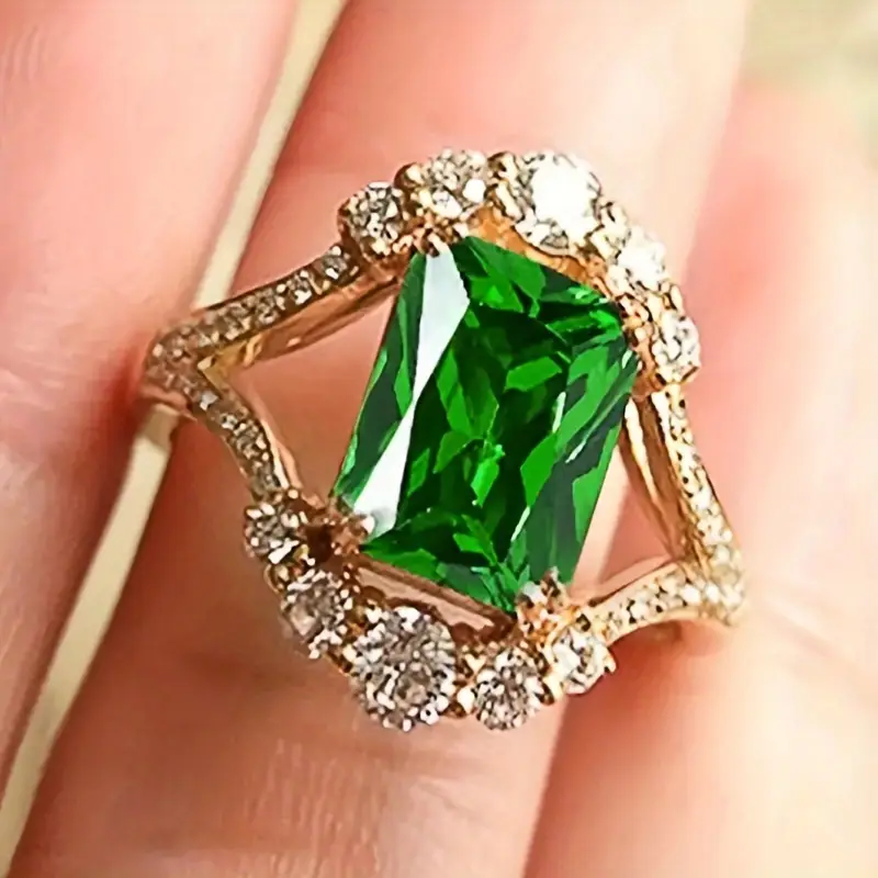 Green crystal gold ring "Sunset Soirée" – Elegant & refined