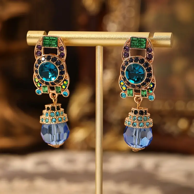 Dangling blue crystal earrings "Cocktail Hour" – Elegant & vibrant