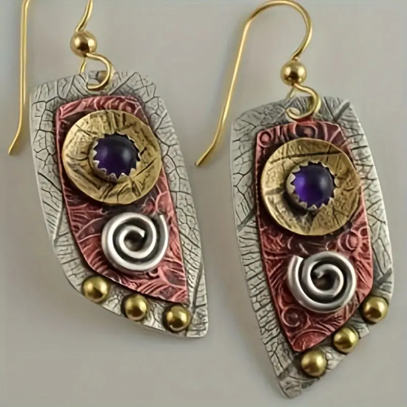 Vintage brown & silver earrings "Garden Party" – Elegant & refined