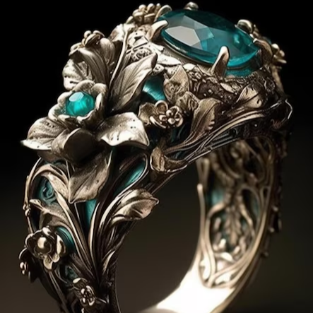 Green leaf zirconia ring "Cocktail Hour" – Elegant & refined