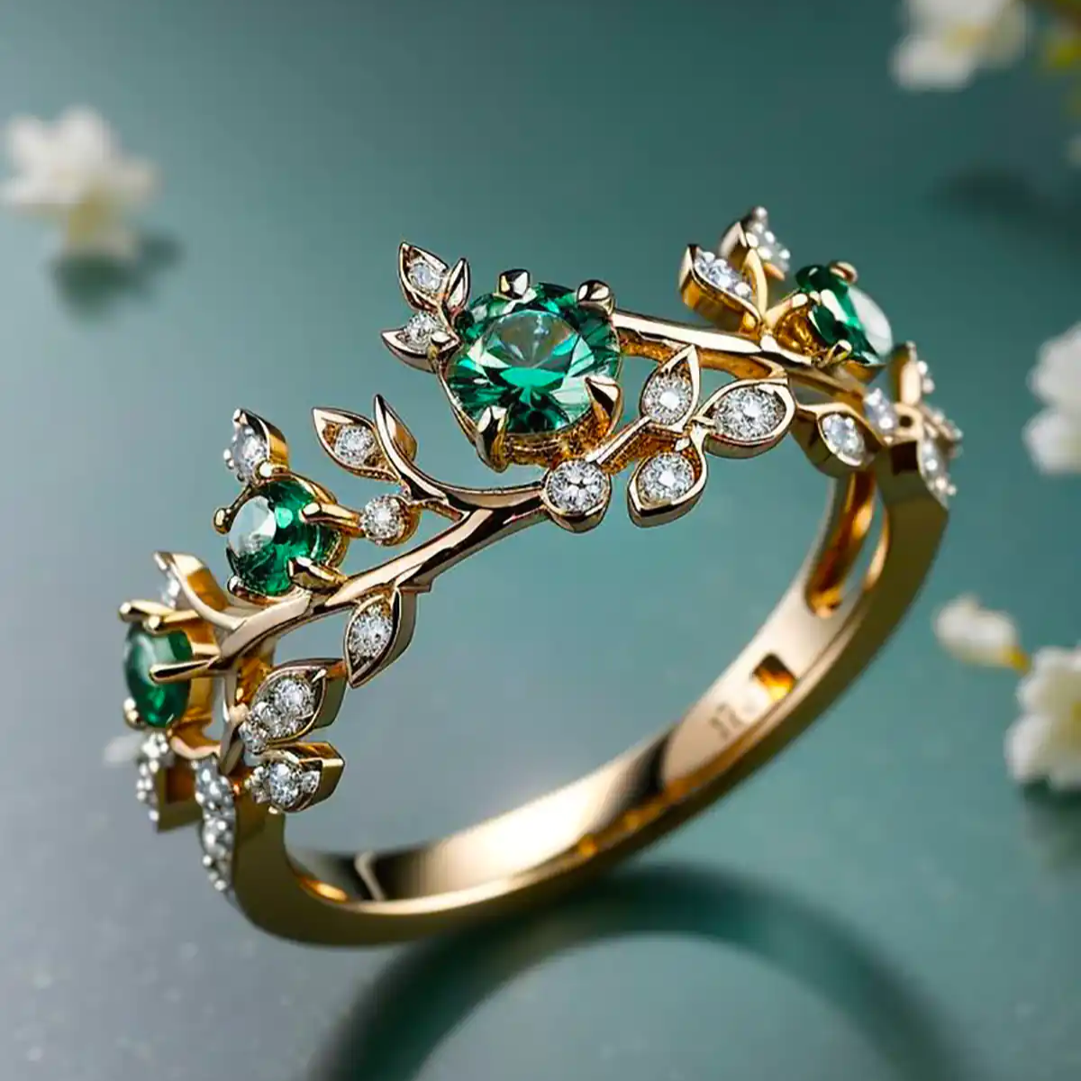 Green exotic zirconia gold ring "Cocktail Hour" – Elegant & refined