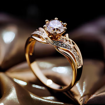 Exotic golden zirconia ring "Romantic Dinner" – Elegant & refined