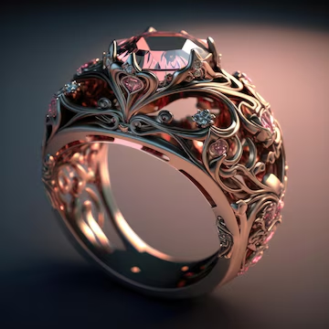 Golden Leaf Red Zirconia Ring "Candlelit Dinner" – Elegant & refined