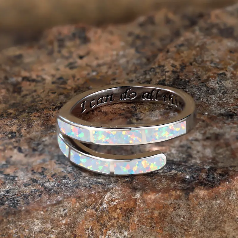 White opal open silver ring "Sunset Soirée" – Elegant & refined