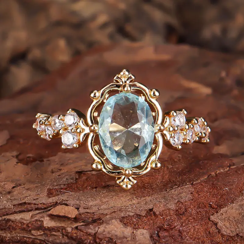 Turquoise glass gold ring "Romantic Dinner" – Elegant & refined