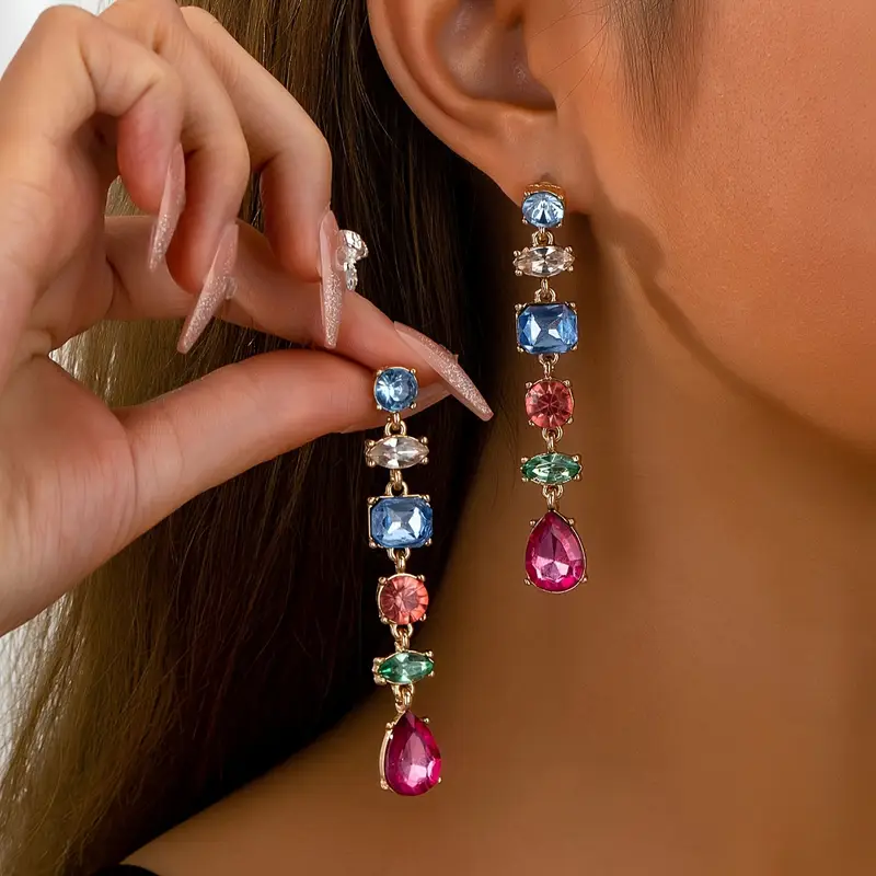 Colorful crystal dangling earrings "Cocktail Hour" – Elegant & vibrant