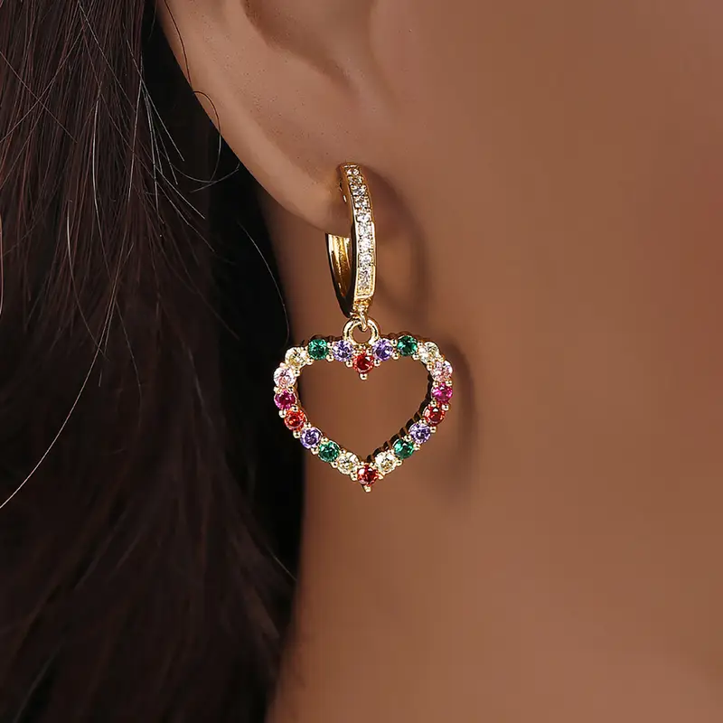 Colorful zirconia heart earrings "Sunset Soirée" – Elegant & vibrant