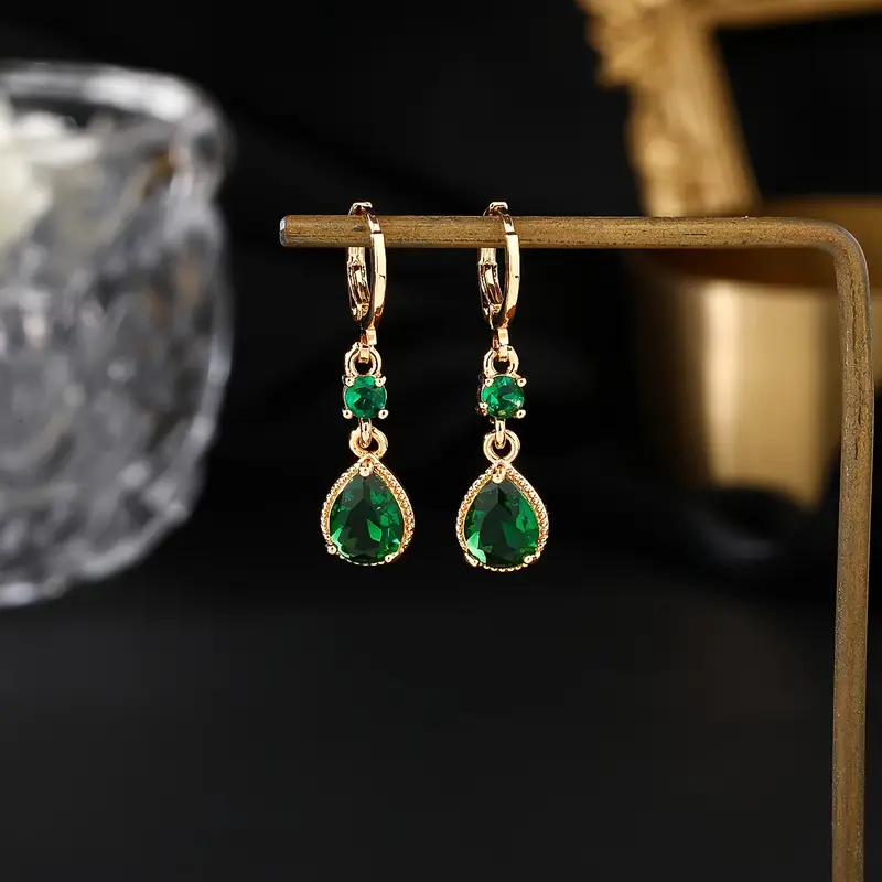Dangling zirconia gold earrings "Cocktail Hour" – Elegant & refined