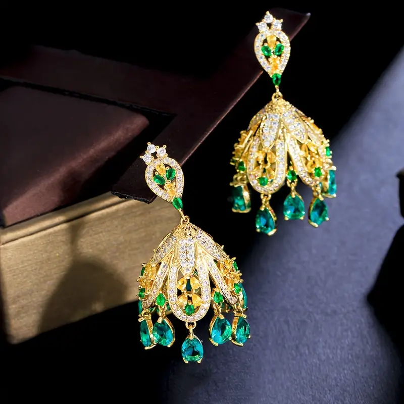 Sparkling golden crystal fruit earrings "Cocktail Hour" – Elegant & refined
