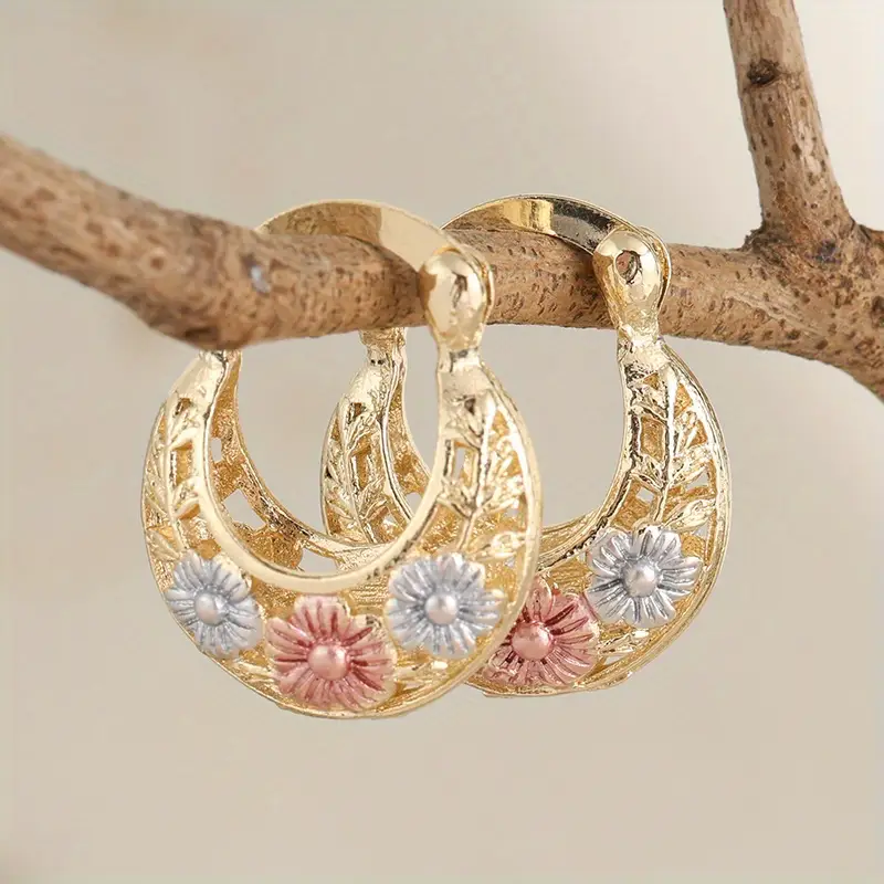 Golden Basket Earrings "Garden Party" – Elegant & refined