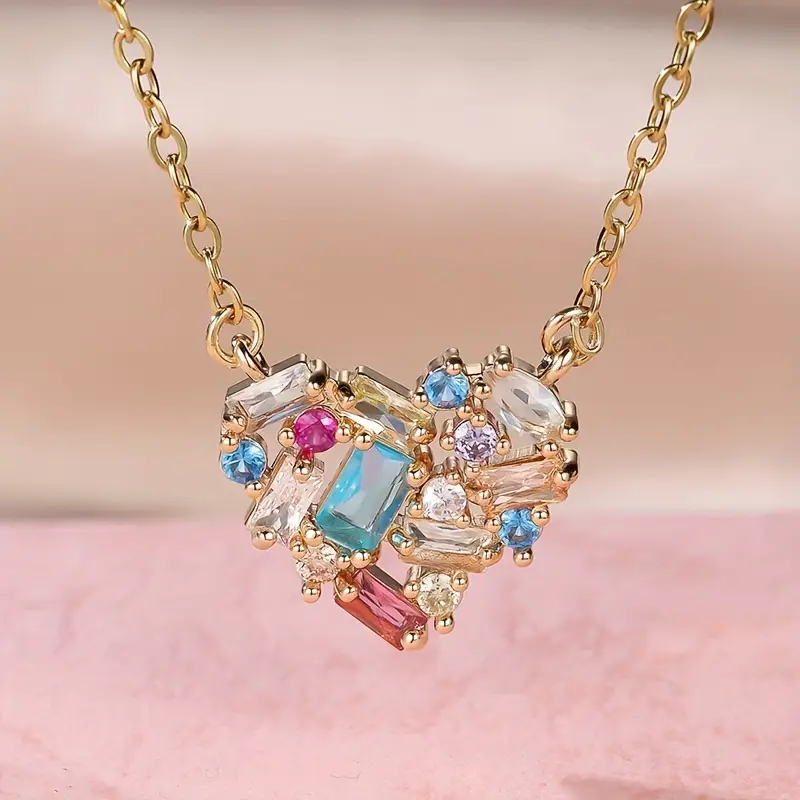 Colorful crystal heart necklace "Cocktail Hour" – Elegant & refined