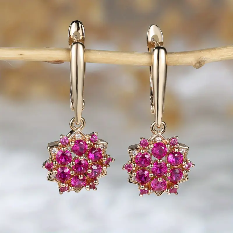 Starlight Flower Pink Gold Earrings "Sunset Soirée" – Elegant & refined