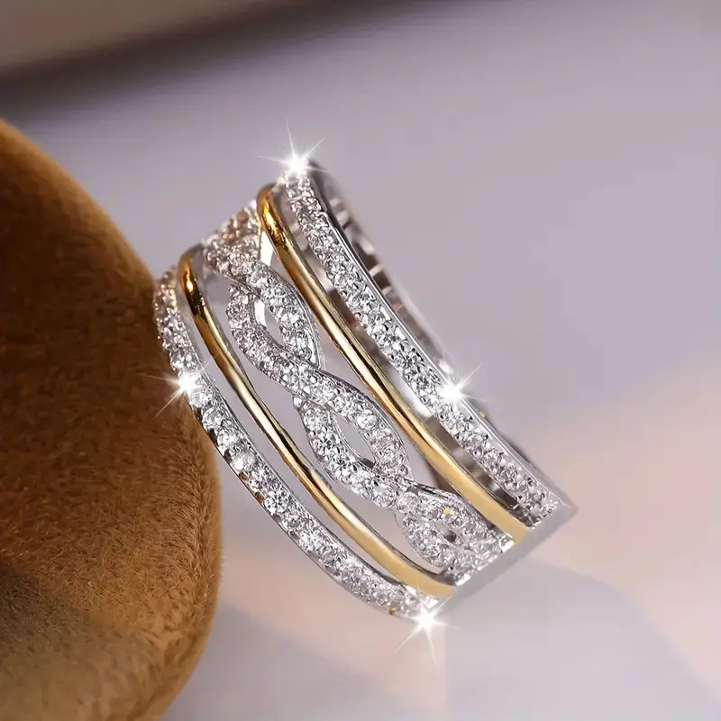 Bright braided zirconia ring "Cocktail Hour" – Elegant & refined