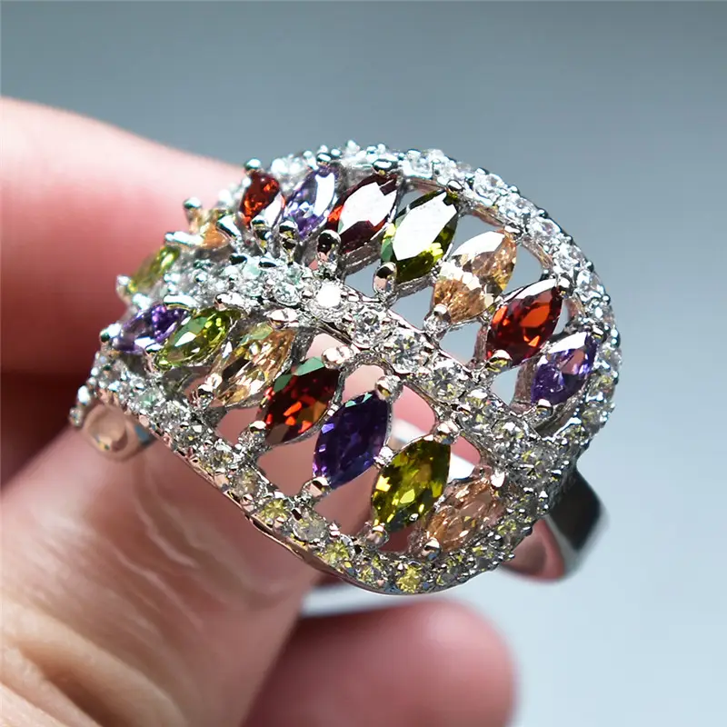 Colorful silver zirconia ring "Romantic Dinner" – Elegant & refined
