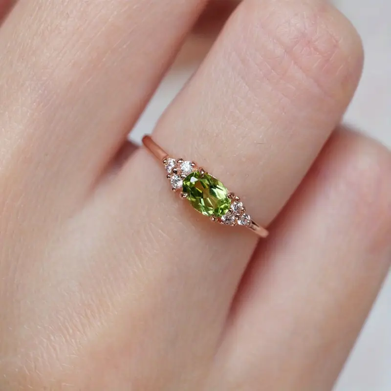 Olive glass gold ring "Sunset Soirée" – Elegant & refined