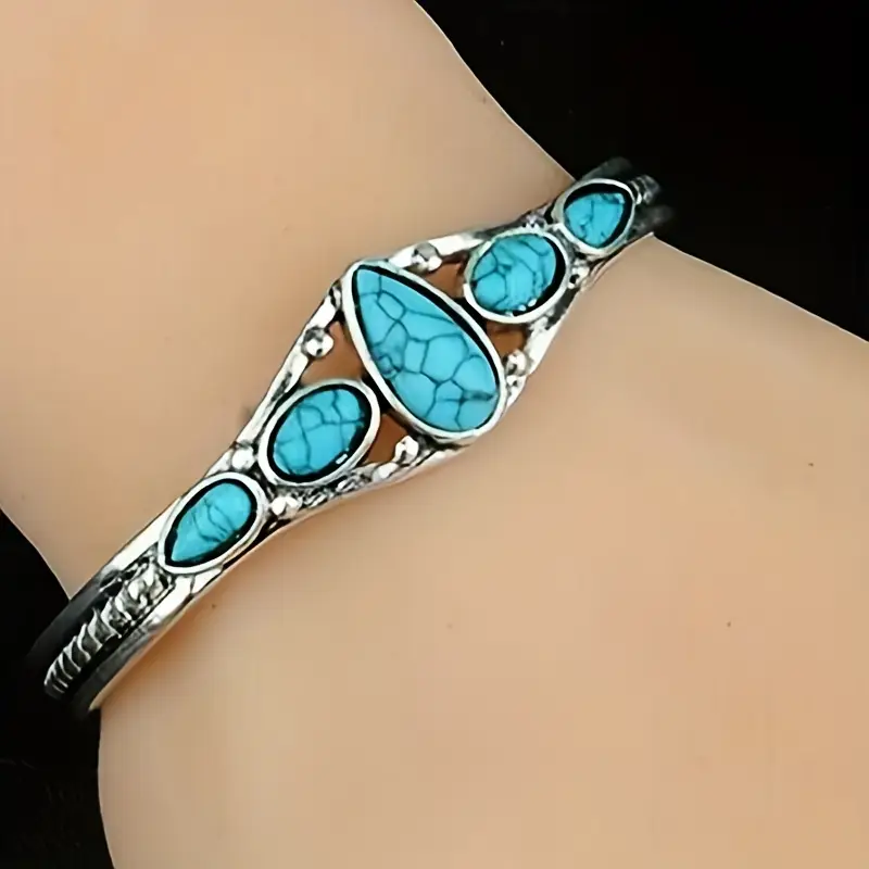 Blue opal stone silver bracelet "Cocktail Hour" – Elegant & refined