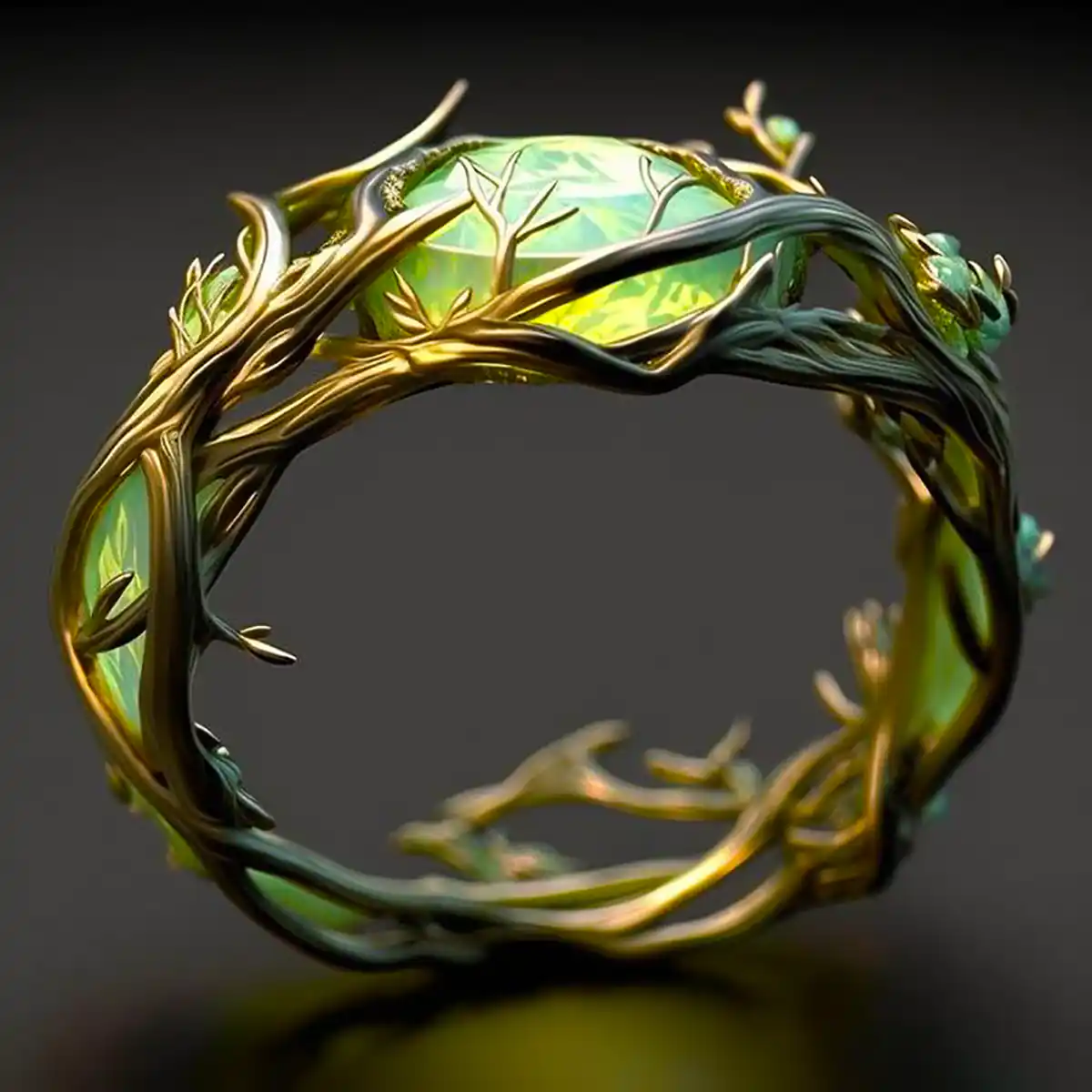 Green opal nature ring "Sunset Soirée" – Elegant & natural