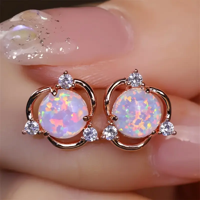 Pink opal gold earrings "Sunset Soirée" – Elegant & refined