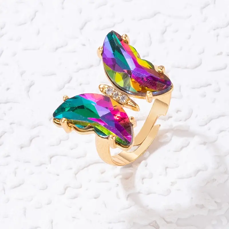 Colorful butterfly gold ring "Sunny Afternoon" – Joyful & polished
