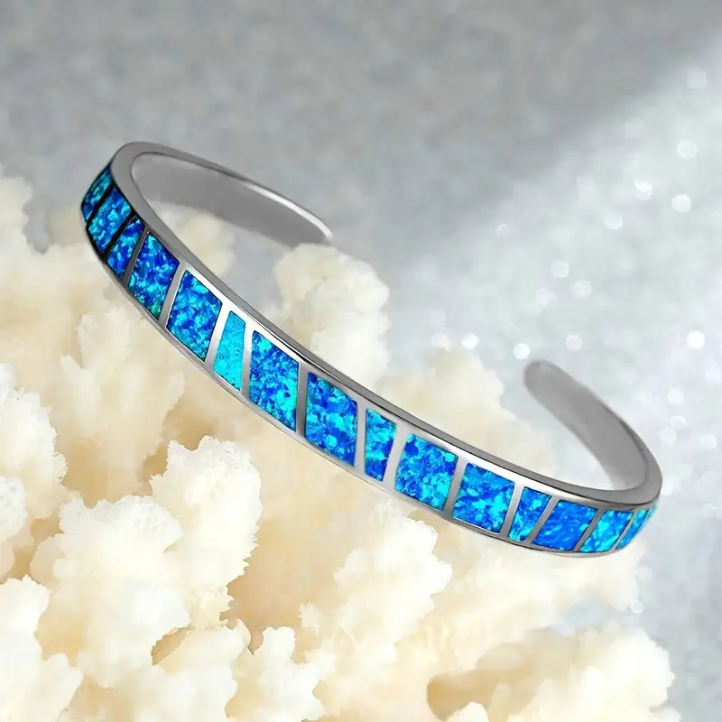 Blue Opal Open Bracelet "Sunset Soirée" – Elegant & refined