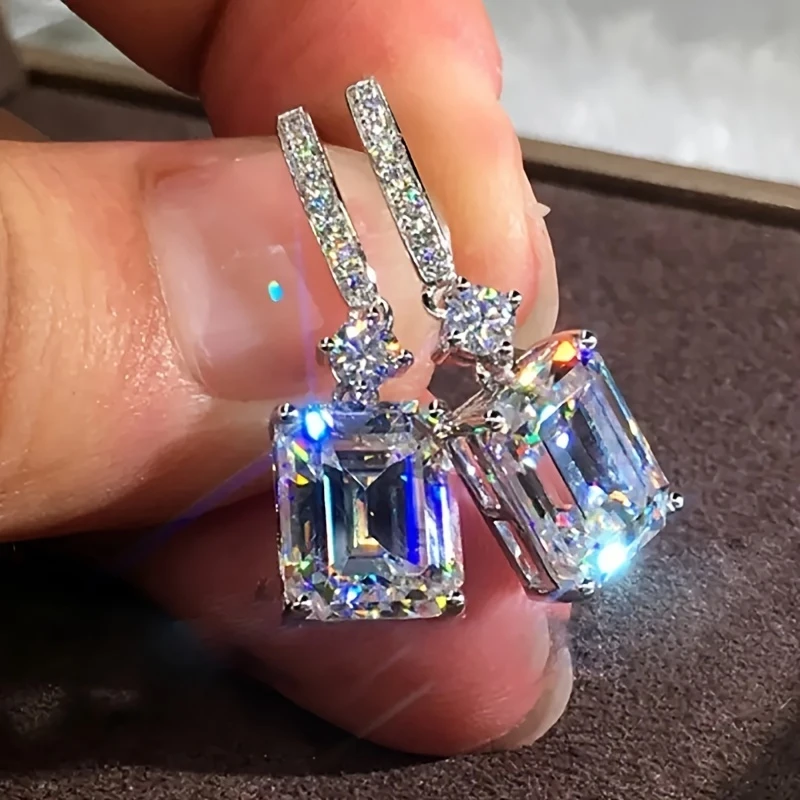 Cubic blue crystal silver earrings "Cocktail Hour" – Elegant & refined