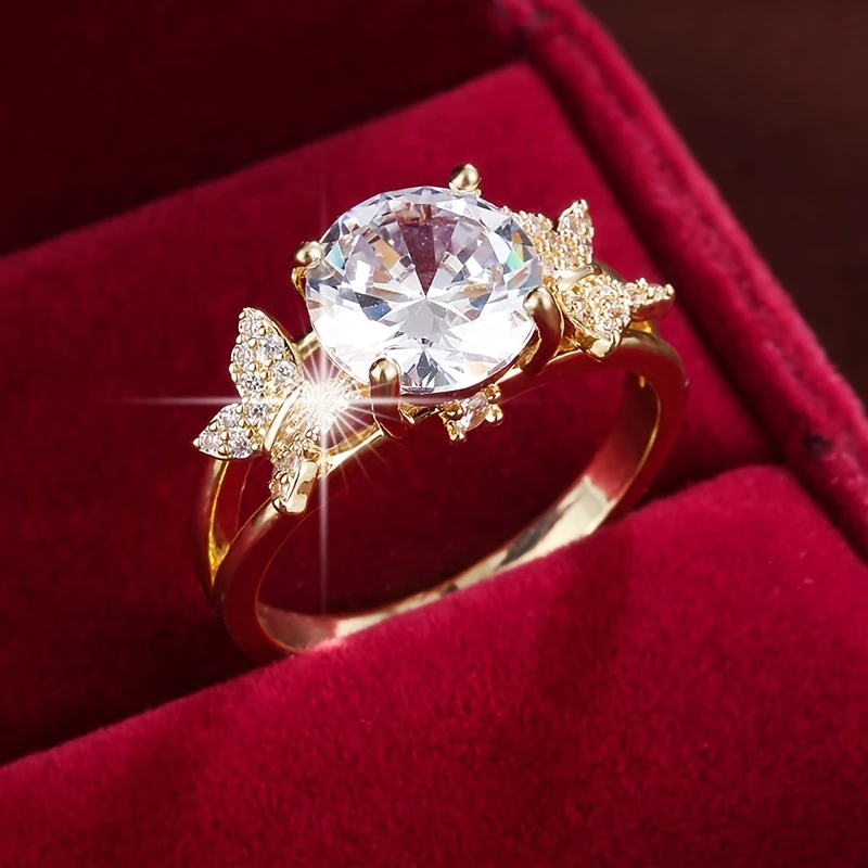 Crystal butterfly gold ring "Cocktail Hour" – Elegant & refined