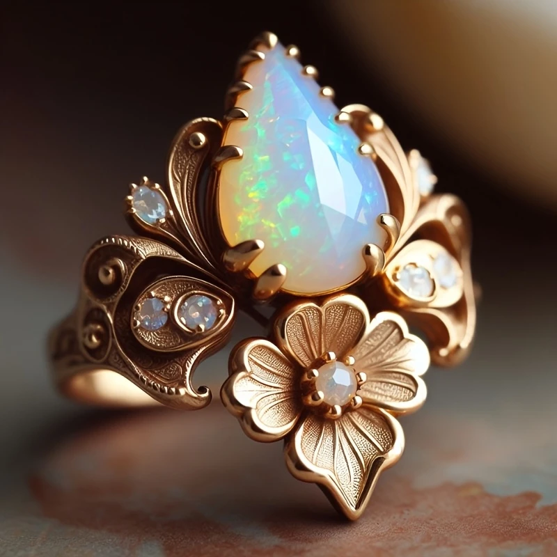 Exotic opal gold ring "Romantic Dinner" – Elegant & refined