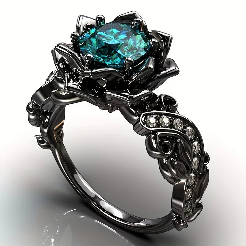Turquoise silver blossom ring "Garden Party" – Elegant & refined